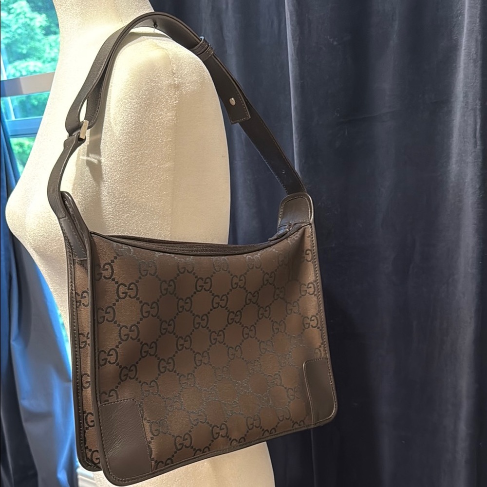 Gucci Dark Brown GG Nylon Hobo